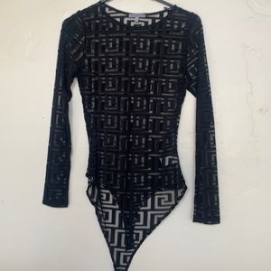 Black mesh bodysuit